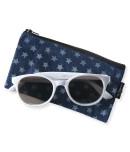 Aeropostale Starry Round Sunglasses & Denim Zip Pouch Set