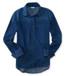 Aeropostale Long Sleeve Dark Wash Chambray Woven Shirt