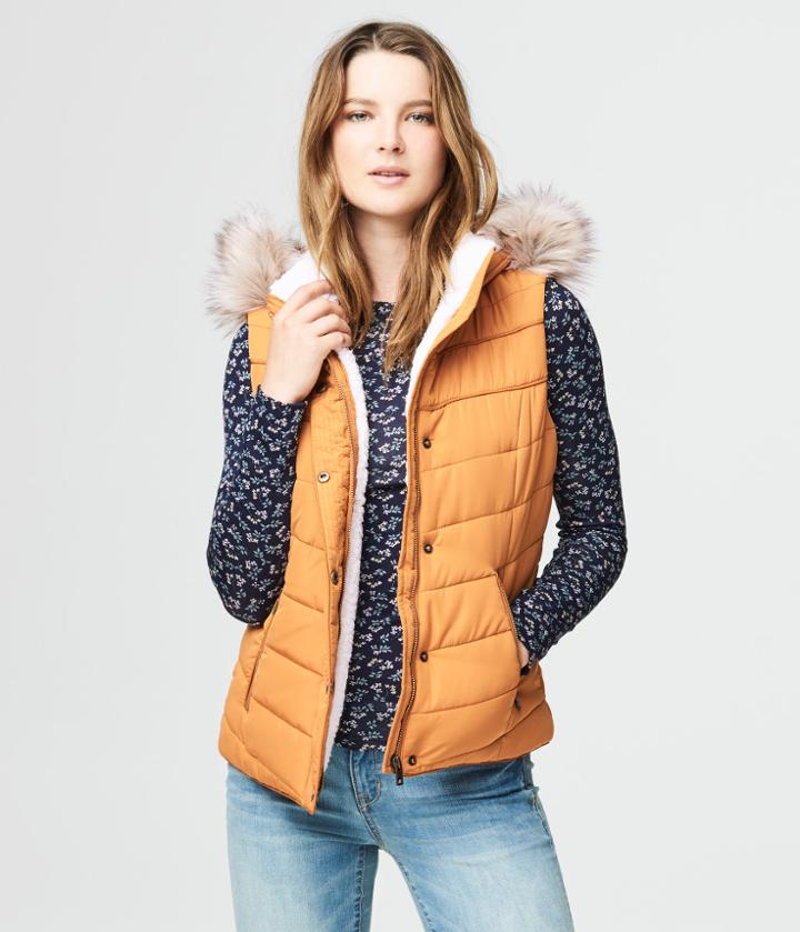 Aeropostale Aeropostale Hooded Puffer Vest - Sudan Brown, Xsmall