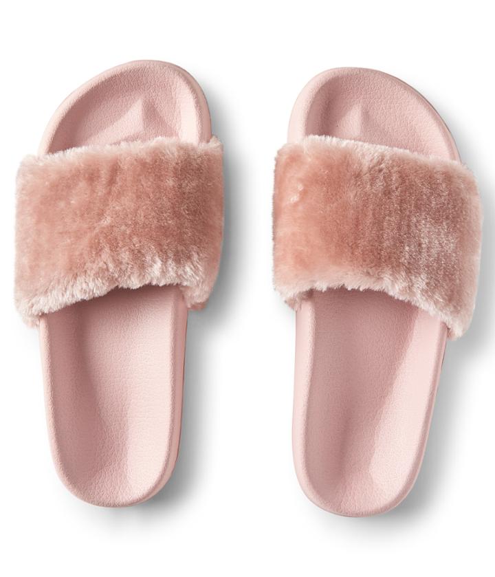 Aeropostale Aeropostale Faux Fur Slide Sandal - Beige, 6