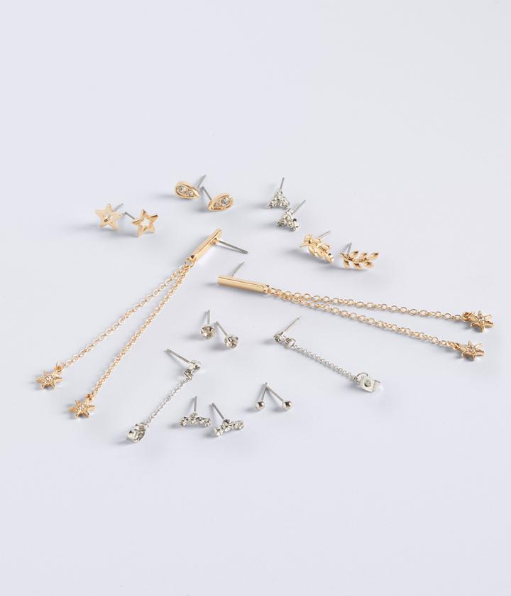 Aeropostale Aeropostale Metallic Star Stud Earring 9-pack - Gold