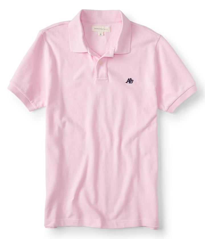 Aeropostale Aeropostale A87 Solid Logo Pique Polo - Crimson Rose, Xsmall