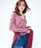 Aeropostale Aeropostale Long Sleeve Seriously Soft Floral V-neck Tee - Light Purple, Xsmall