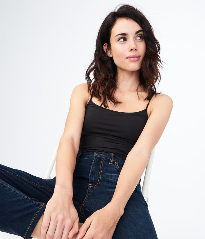 Aeropostale Aeropostale Solid Shelf Bra Cami - Black, Medium