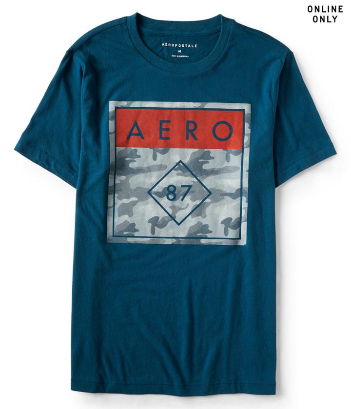 Aeropostale Aeropostale Aero 87 Camo Logo Graphic Tee - Longfield Green, Xsmall