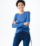 Aeropostale Aeropostale Long Sleeve Side Lace-up Ribbed Tee - Navy, Xsmall