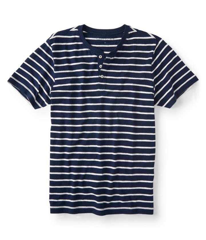 Aeropostale Aeropostale Striped Slub Henley - Black, Xsmall