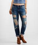 Aeropostale Shredded Dark Wash Boyfriend Jean