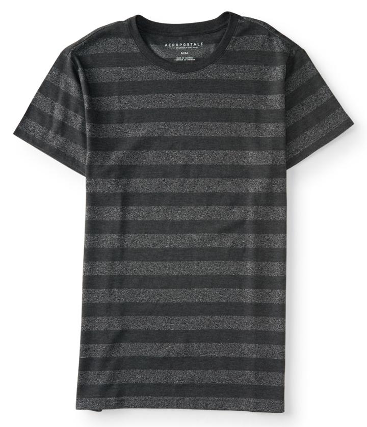 Aeropostale Aeropostale Marled Stripe Crew Tee - Charcoal Heather Grey, Small