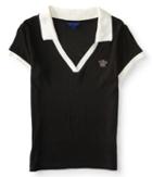 Aeropostale Aeropostale Shield Icon Throwback Jersey Polo - Black, Medium