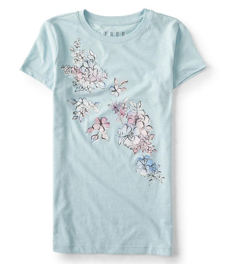 Aeropostale Aeropostale Free State Floral Graphic Tee - Blue, Xsmall