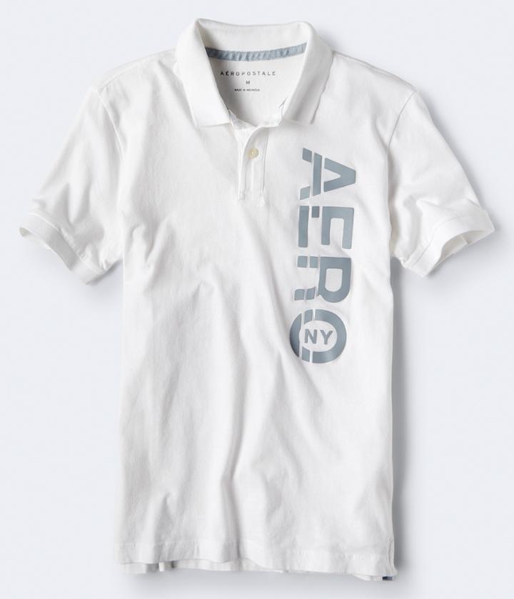 Aeropostale Aeropostale Vertical Aero Ny Jersey Polo - Bleach, Xsmall