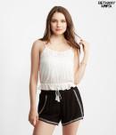 Aeropostale Tassel Peplum Peasant Tank