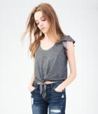 Aeropostale Aeropostale Solid Tie-front Tee - Charcoal Heather, Xsmall
