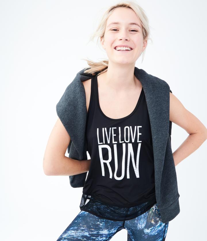 Aeropostale Aeropostale Lld Live Love Run Mesh Racerback Tank - Black, Xsmall