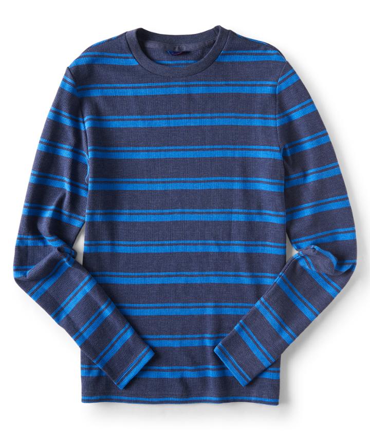 Aeropostale Aeropostale Long Sleeve Varsity Stripe Thermal Tee - Persian Navy, Xsmall