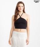 Aeropostale Solid Bodycon High-neck Crop Tank