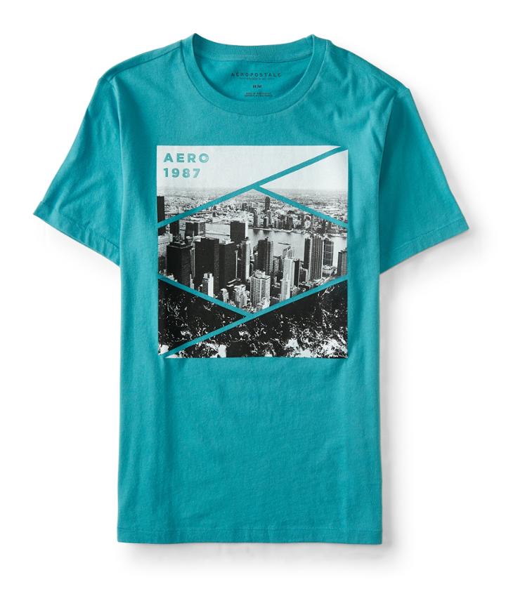 Aeropostale Aeropostale Aero 1987 Diamond City Graphic Tee - Teal, Xxlarge
