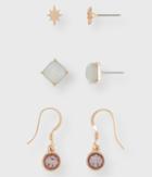 Aeropostale Aeropostale Starburst Stud & French Wire Earring 3-pack - Gold