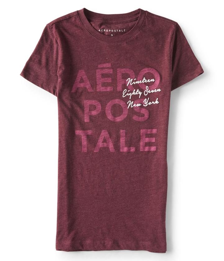 Aeropostale Stacked Aropostale Graphic Tee - Bold Burgundy, Xsmall