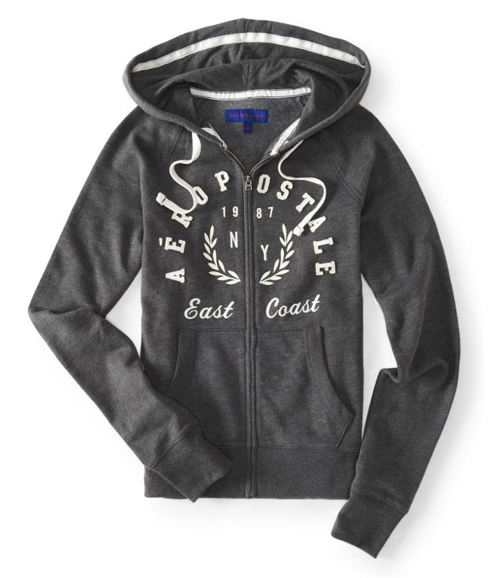 Aeropostale Aeropostale East Coast Full-zip Hoodie - Charcoal Heather Grey, Xsmall
