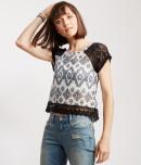 Aeropostale Sheer Ikat Lace Accent Top