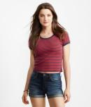 Aeropostale Striped Ringer Cropped Baby Tee