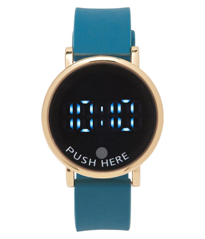 Aeropostale Aeropostale Rubber Round Led Digital Watch - Teal