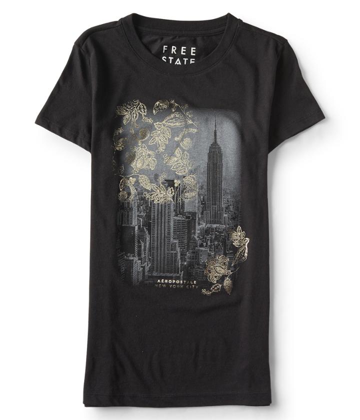 Aeropostale Aeropostale Free State Floral City Scene Graphic Tee - Black, Xsmall