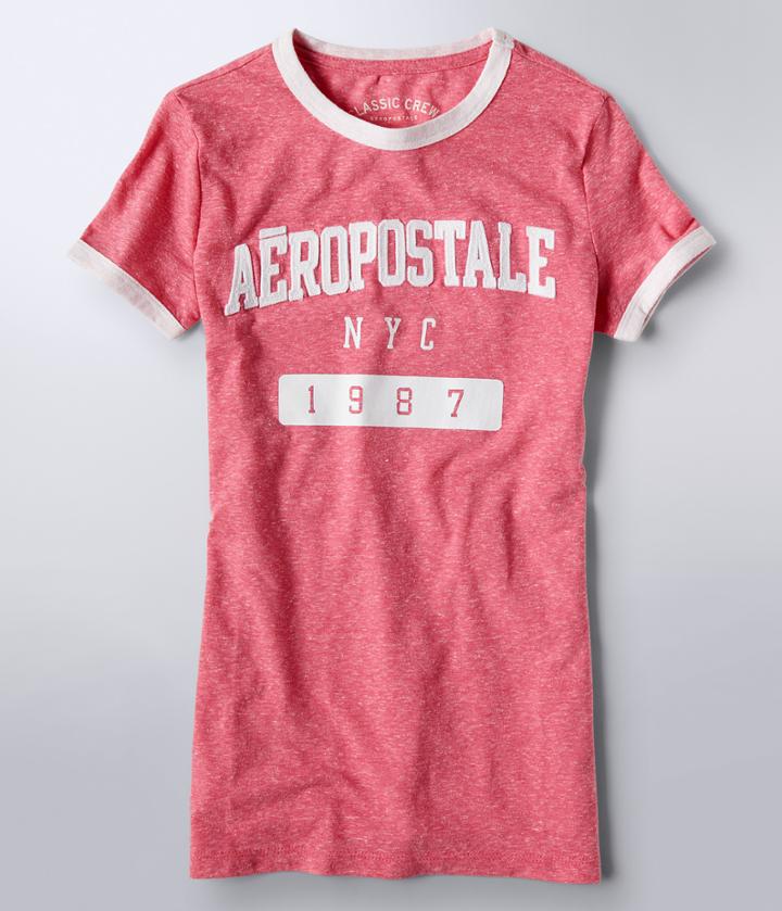 Aeropostale Aeropostale 1987 Ringer Graphic Tee - Pink, Xsmall