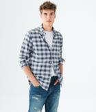 Aeropostale Aeropostale Long Sleeve Oxford Plaid Woven Shirt - Dark Grey, Xsmall