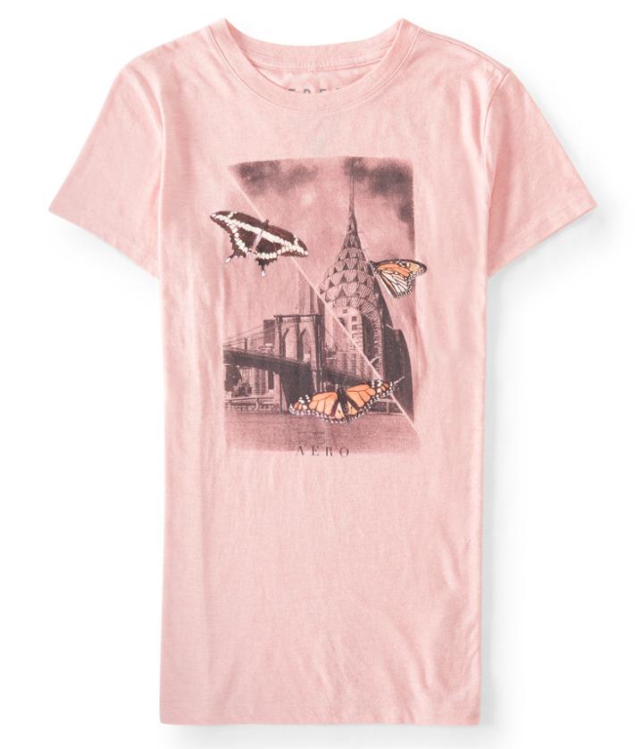Aeropostale Aeropostale Free State Butterfly City Graphic Tee - Pink Force, Xsmall