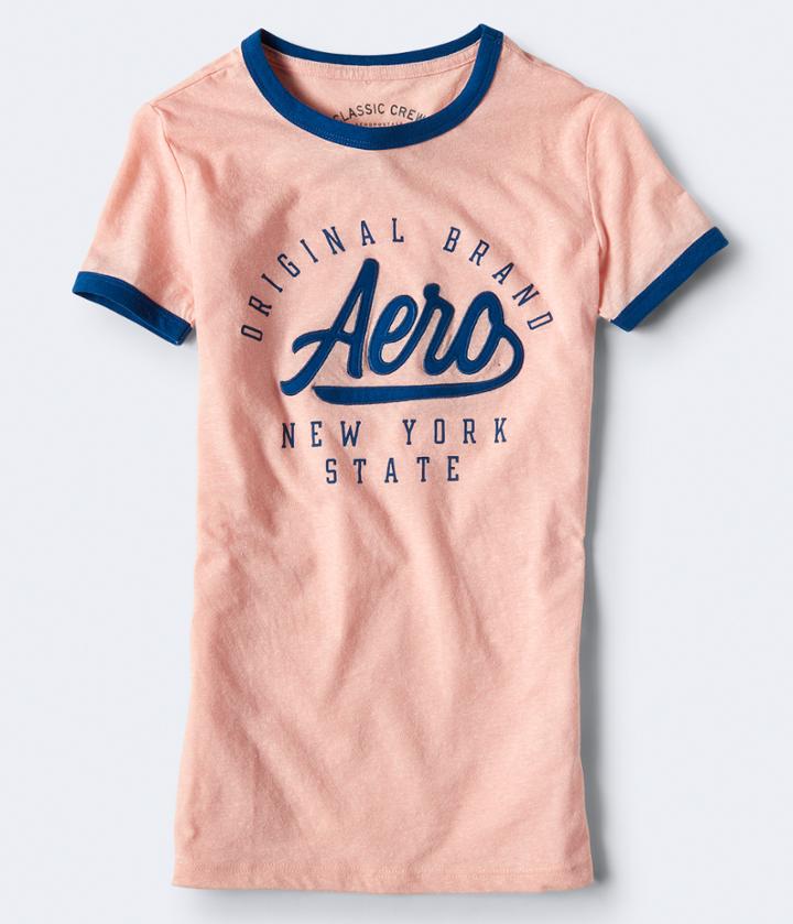 Aeropostale Aeropostale Aero Original Brand Ringer Graphic Tee - Light Orange, Small