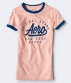 Aeropostale Aeropostale Aero Original Brand Ringer Graphic Tee - Light Orange, Small