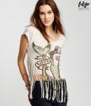 Aeropostale Tokyo Darling Mermaid Fringed Burnout Tee