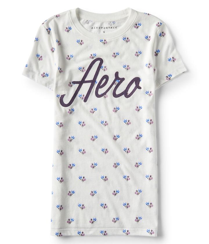 Aeropostale Aeropostale Aero Script Floral Graphic Tee - Floral White, Xsmall