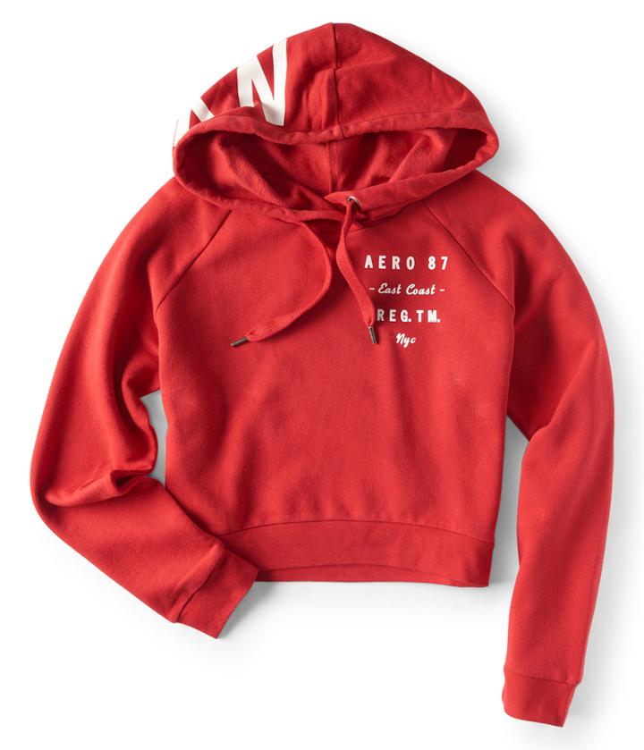 Aeropostale Aeropostale Aero 87 Stacked Text Pullover Hoodie - Red Robin, Xsmall