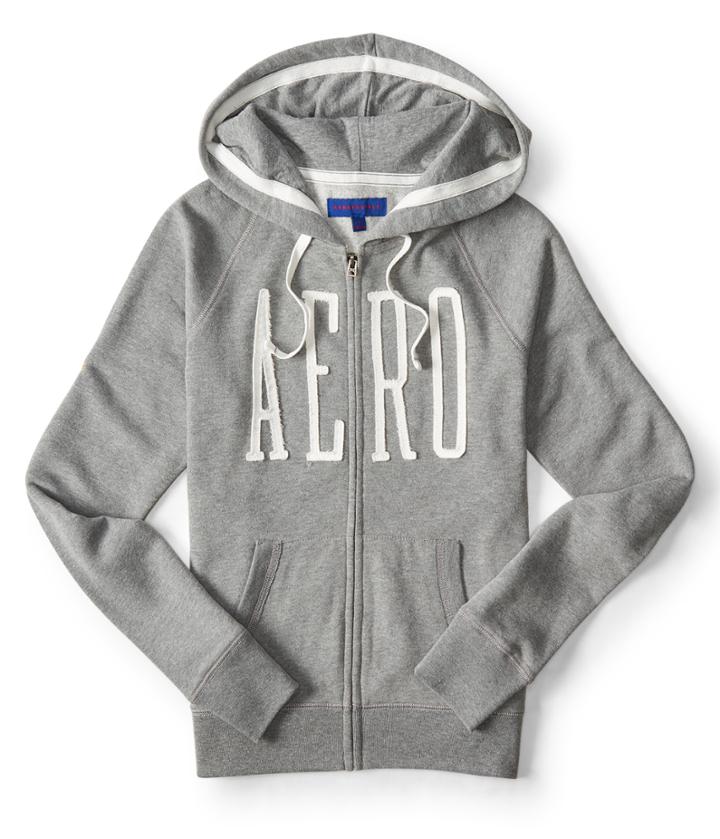 Aeropostale Aeropostale Aero Logo Full-zip Hoodie - Medium Heather Grey, Xsmall