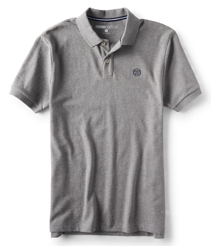 Aeropostale Aeropostale A87 Ny Heathered Stretch Piqu Polo - Medium Heather Grey, Xsmall