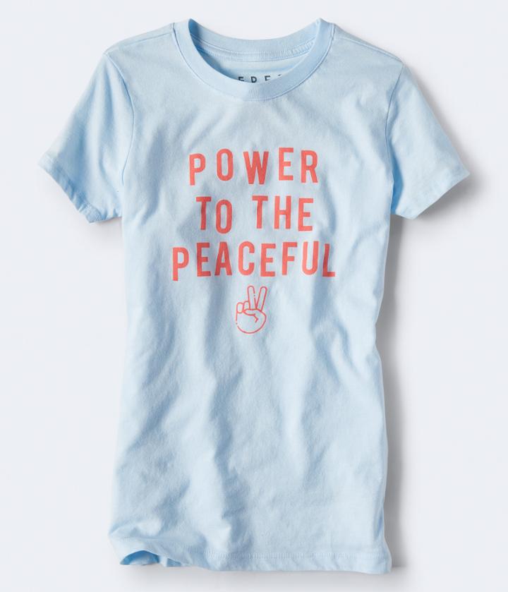 Aeropostale Aeropostale Free State Power To The Peaceful Graphic Tee - Blue, Xsmall
