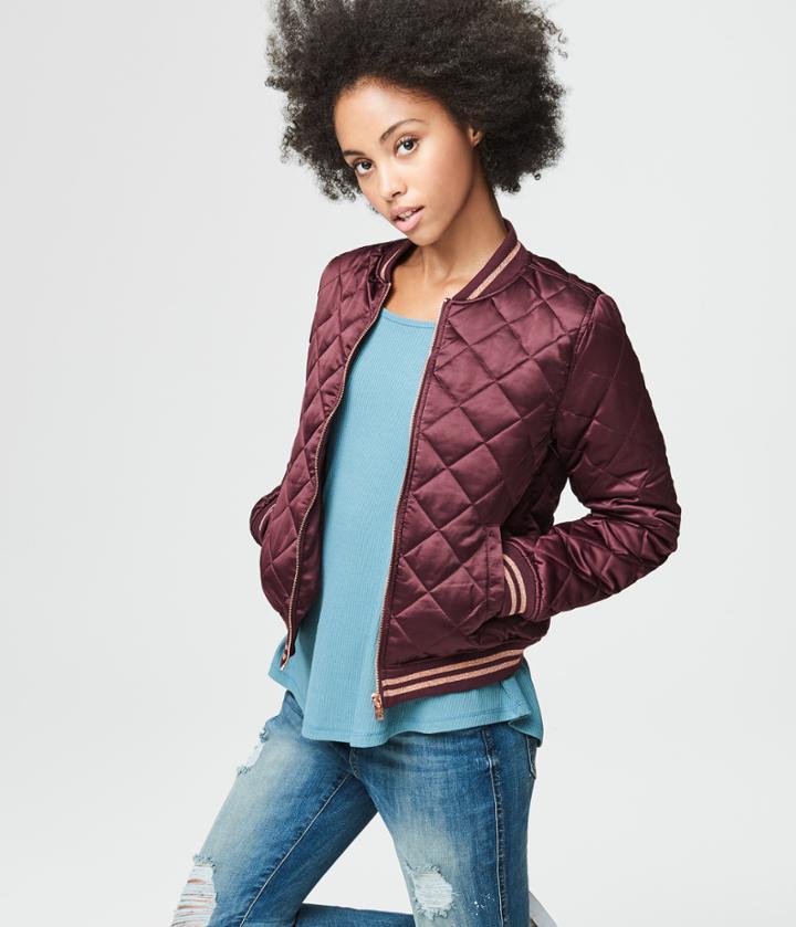 Aeropostale Aeropostale Quilted Bomber Jacket - Bold Burgundy, Xsmall