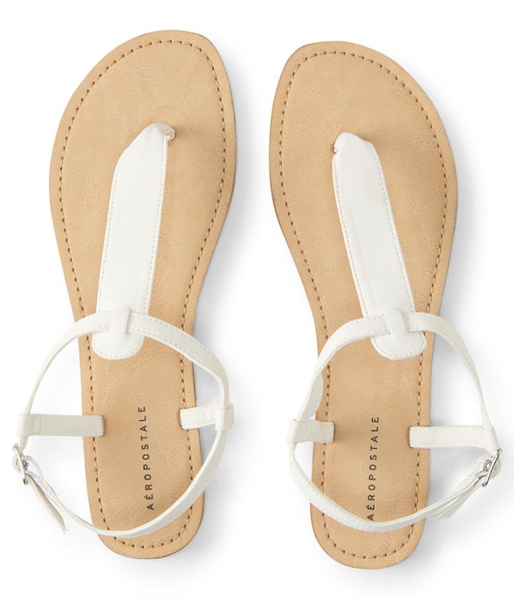 Aeropostale Aeropostale Faux Suede T-strap Sandal - White, 6