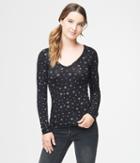 Aeropostale Aeropostale Long Sleeve Seriously Soft Starry V-neck Tee - Black, Xsmall