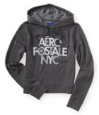 Aeropostale Stacked Aropostale Nyc Pullover Hoodie - Charcoal Heather Grey, Xsmall