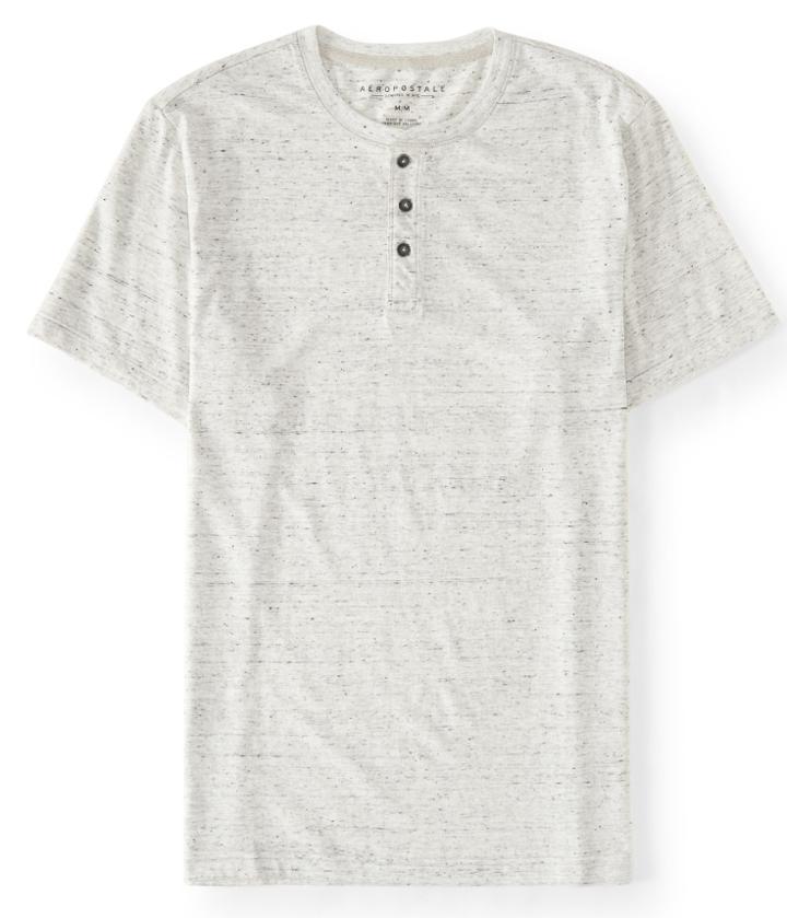 Aeropostale Aeropostale Heathered Henley - Lightest Heather Grey, Xlarge