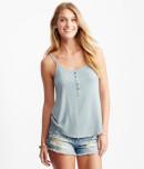 Aeropostale Solid Ribbed Henley Tank
