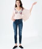 Aeropostale Aeropostale Embroidered Flutter-sleeve Top - Light Ping, Xsmall