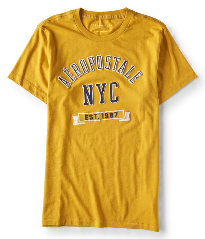 Aeropostale Aropostale Nyc Est. 1987 Graphic Tee - Yellow, Xsmall