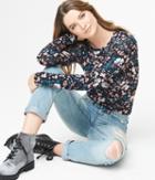 Aeropostale Aeropostale Long Sleeve Seriously Soft Floral Crew Tee - Black, Xsmall