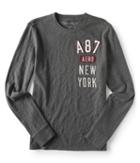 Aeropostale Aeropostale Long Sleeve A87 Aero New York Graphic Tee - Charcoal Heather Grey, Xsmall